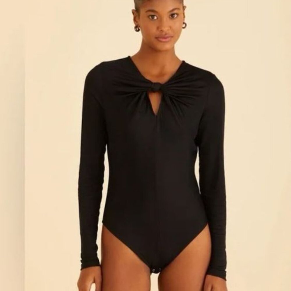 NWT Farm Rio Black Long Sleeve Cut Out Capsule Bodysuit Size S Small